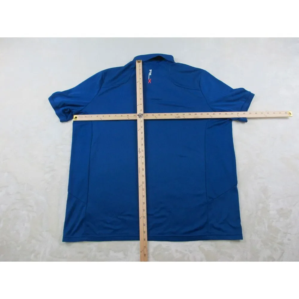 RLX Ralph Lauren Polo Shirt Mens Extra Large Blue Blue Heron‎ Golf Casual*